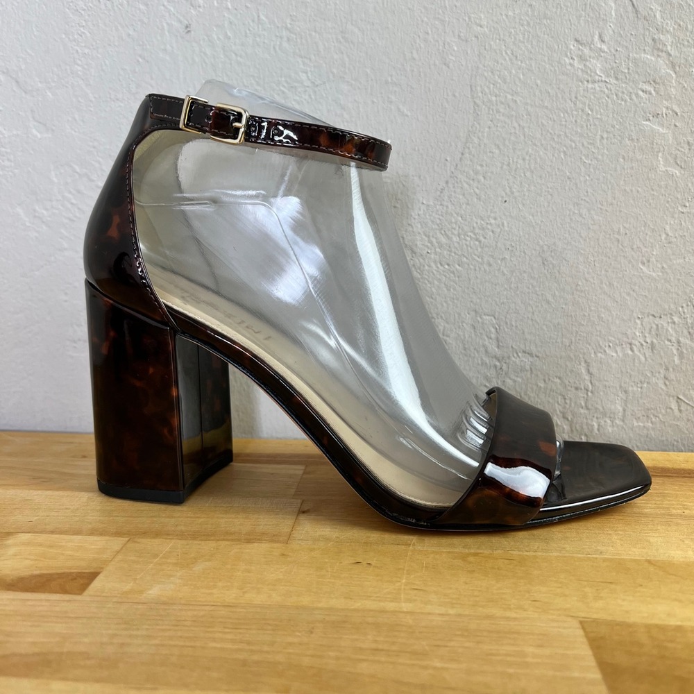 J.McLaughlin Sandal Block Heel Size 9 Brown Tortoise Shell Ankle Strap